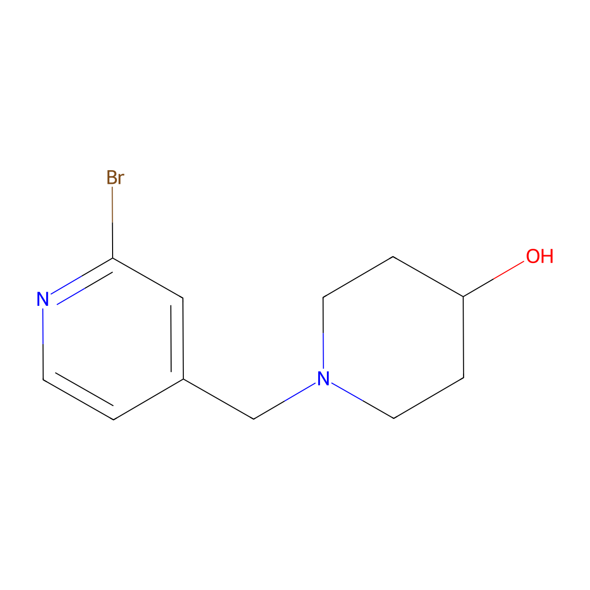 1-((2-Bromopyridin-4-yl)methyl)piperidin-4-ol molecular structure, CAS 1420902-42-6
