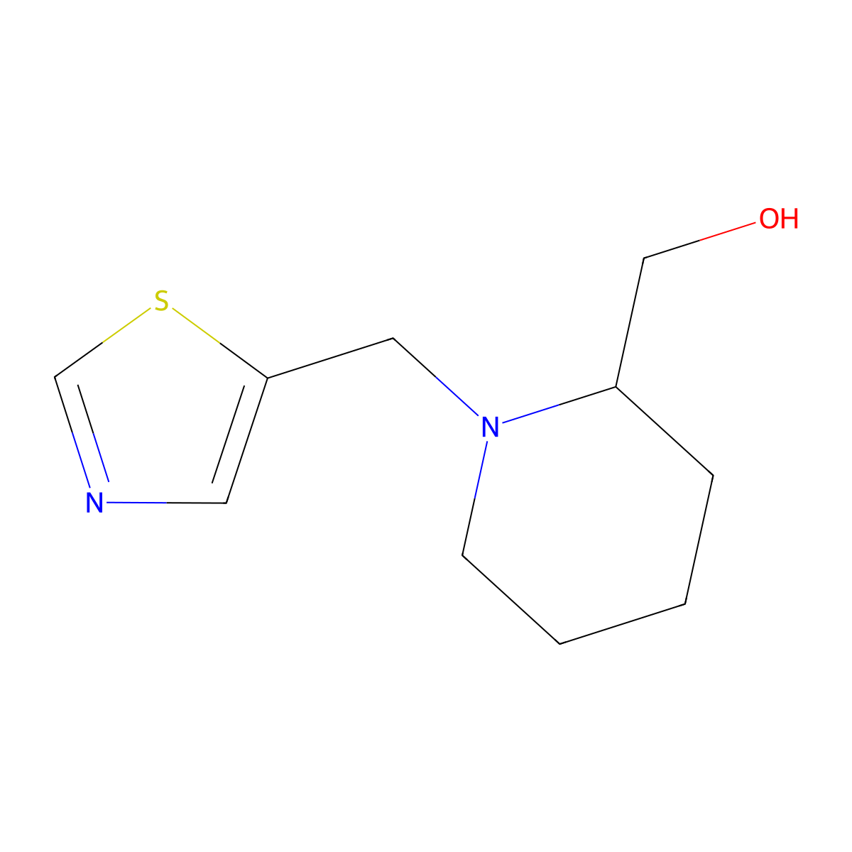 (1-(Thiazol-5-ylmethyl)piperidin-2-yl)methanol molecular structure, CAS 1420902-66-4