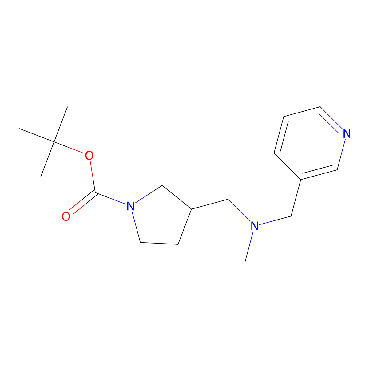 Tert-butyl 3-{[methyl(pyridin-3-ylmethyl)amino]methyl}pyrrolidine-1-carboxylate molecular structure, CAS 1420903-01-0