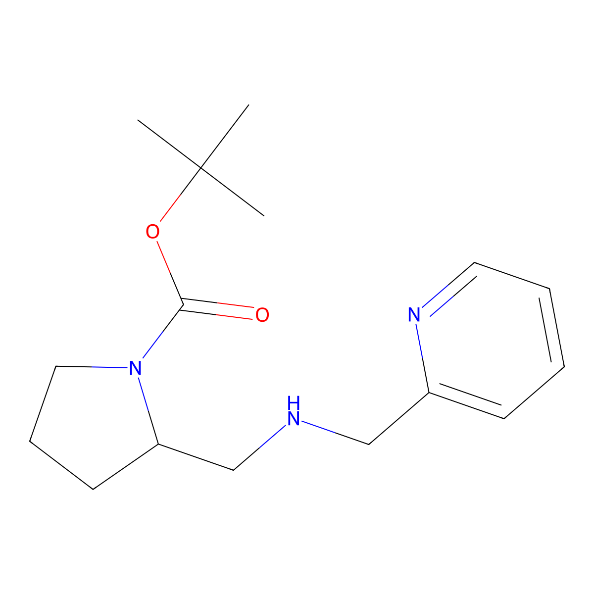 tert-Butyl 2-(((pyridin-2-ylmethyl)amino)methyl)pyrrolidine-1-carboxylate molecular structure, CAS 1420903-28-1
