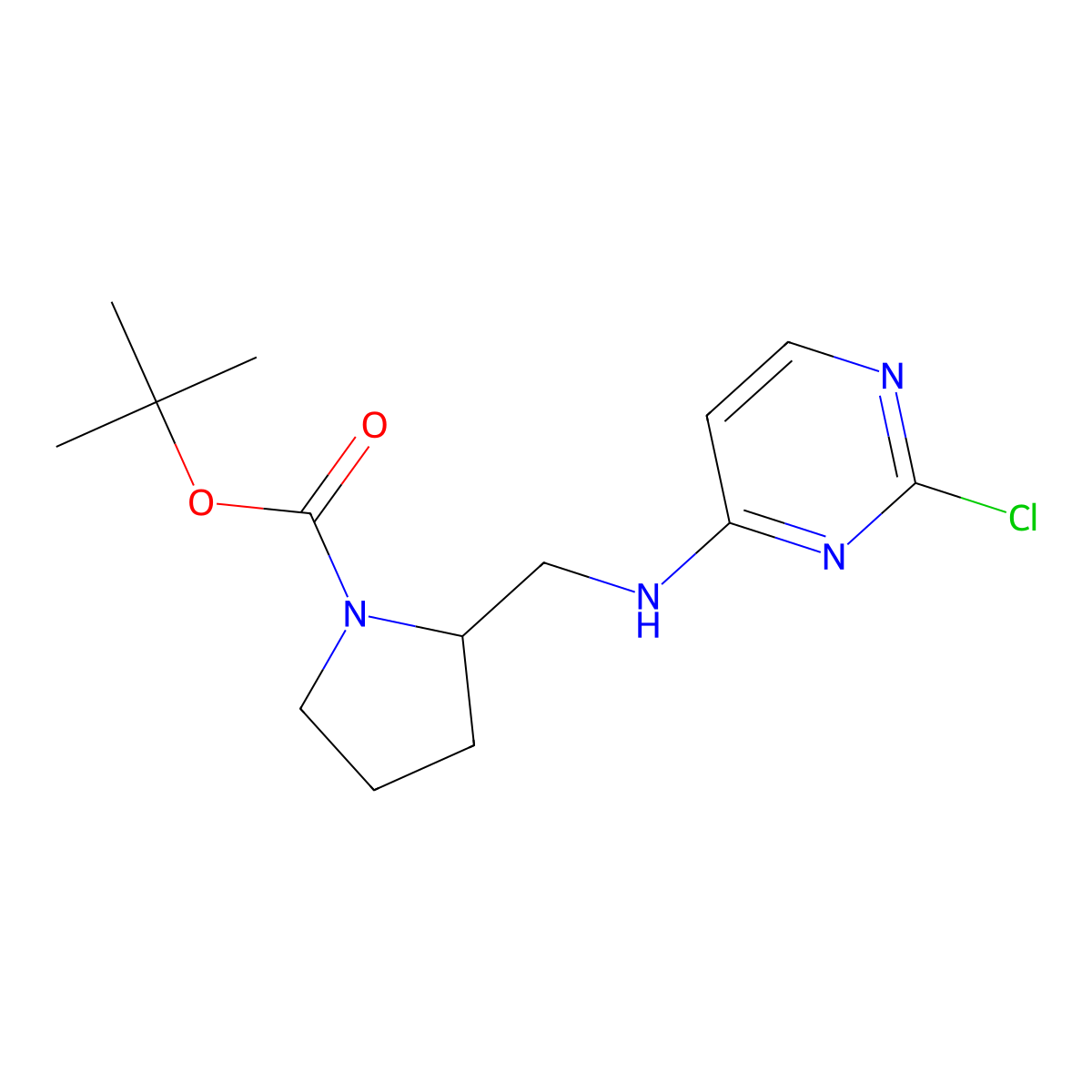 tert-Butyl 2-(((2-chloropyrimidin-4-yl)amino)methyl)pyrrolidine-1-carboxylate molecular structure, CAS 1420903-40-7