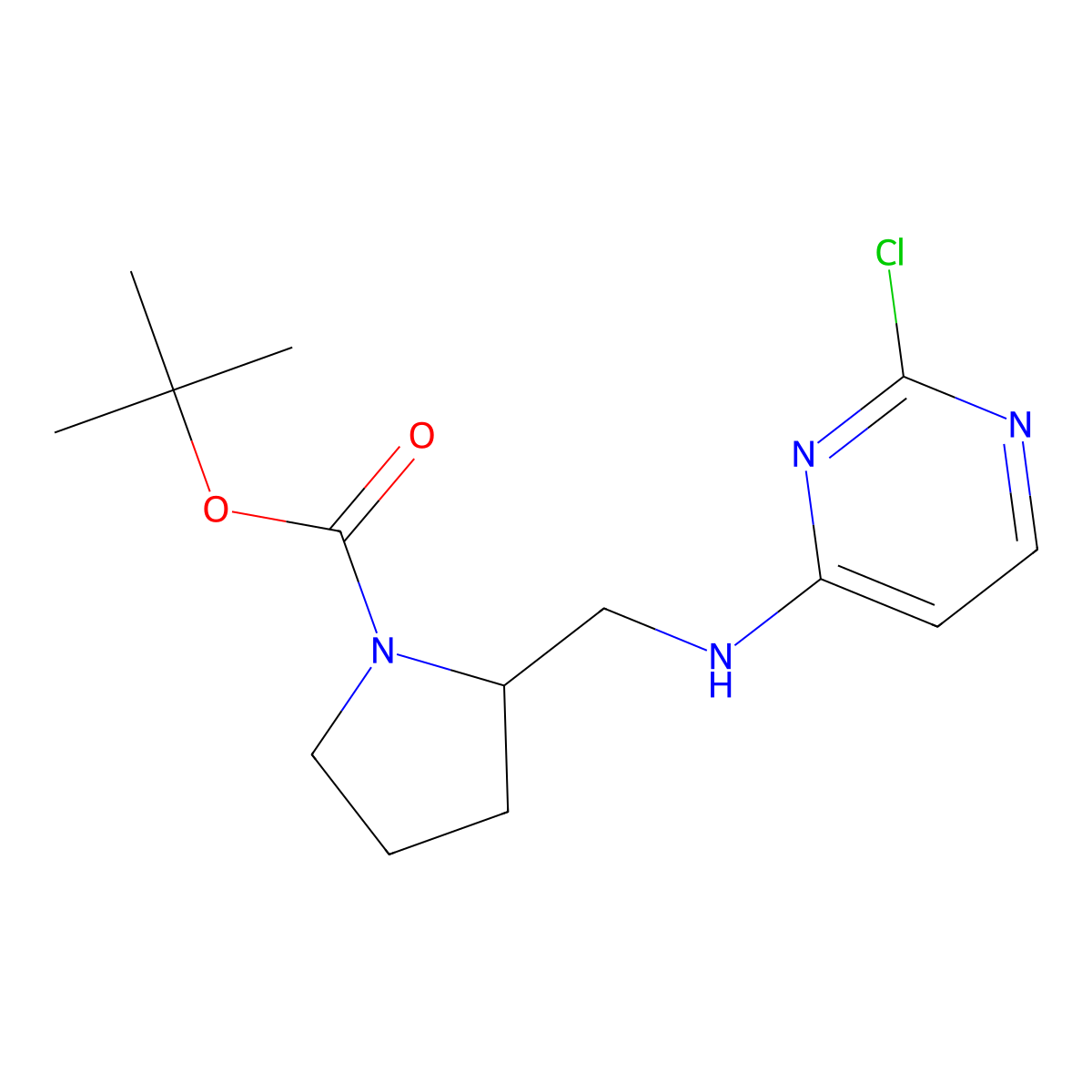 tert-Butyl 2-(((2-chloropyrimidin-4-yl)amino)methyl)pyrrolidine-1-carboxylate molecular structure, CAS 1420903-40-7