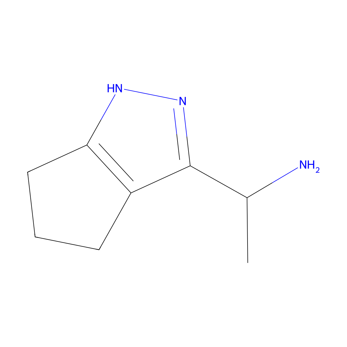 1-{1H,4H,5H,6H-cyclopenta[c]pyrazol-3-yl}ethan-1-amine molecular structure, CAS 1420933-12-5