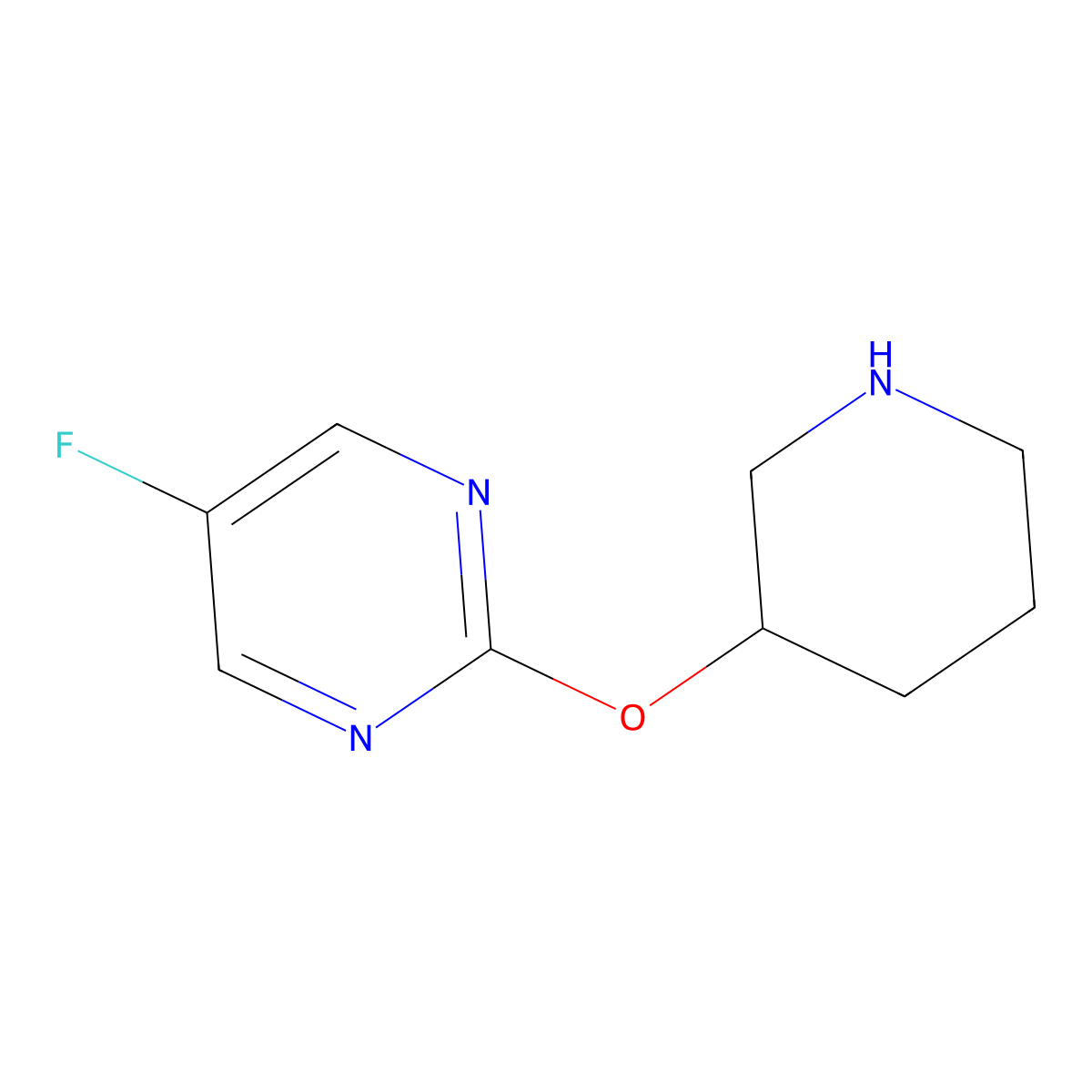 5-Fluoro-2-(piperidin-3-yloxy)pyrimidine molecular structure, CAS 1420941-49-6
