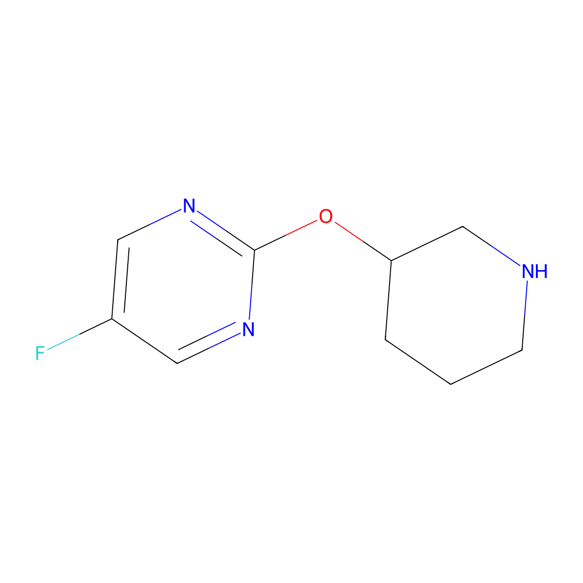 5-Fluoro-2-(piperidin-3-yloxy)pyrimidine molecular structure, CAS 1420941-49-6