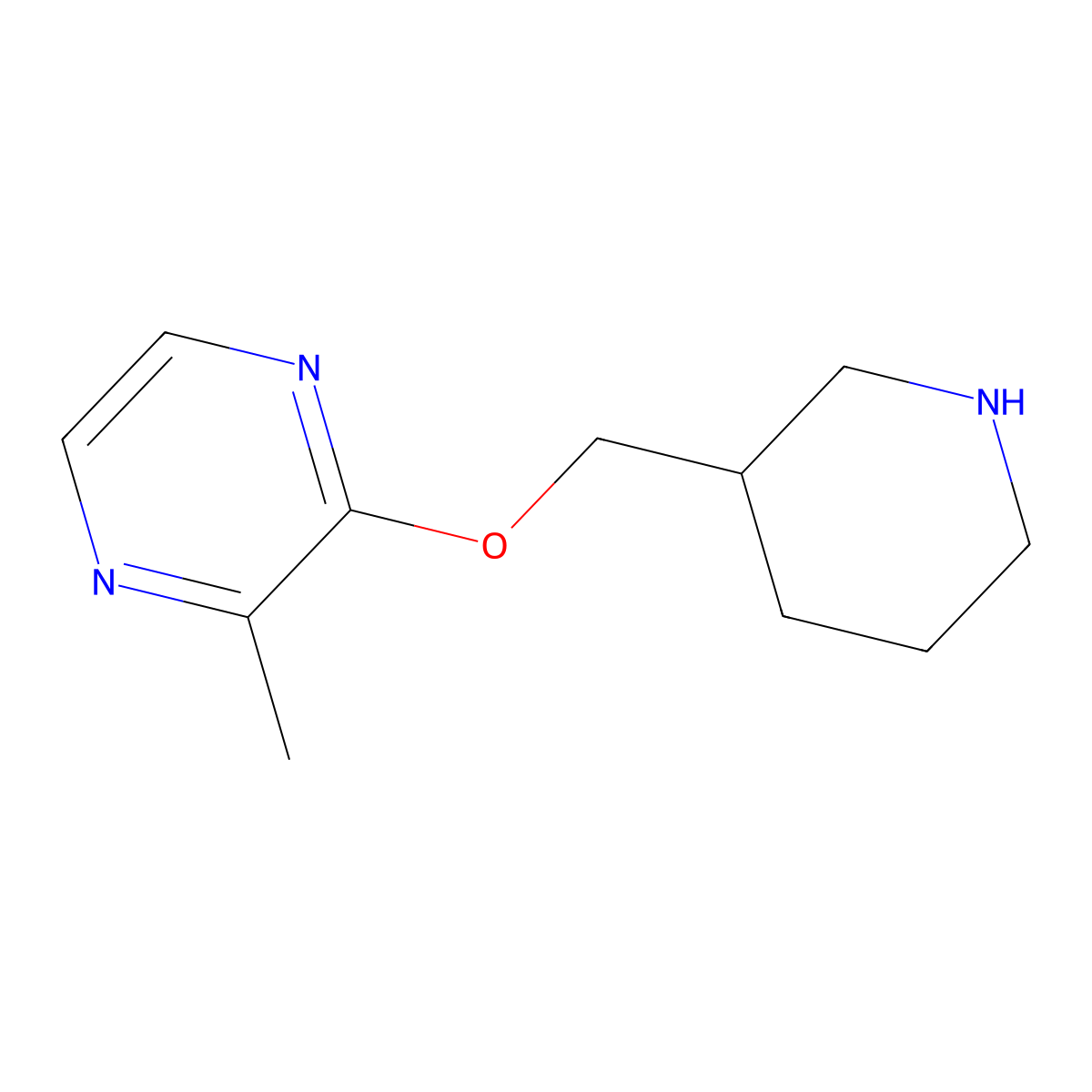 2-Methyl-3-[(piperidin-3-yl)methoxy]pyrazine molecular structure, CAS 1420941-98-5