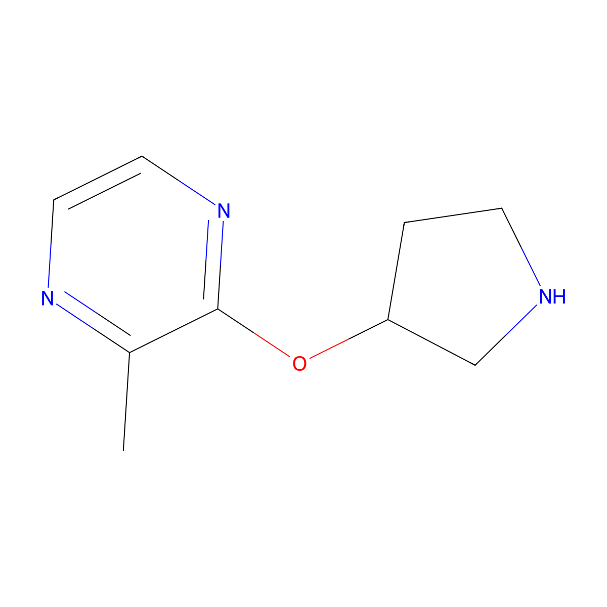 2-Methyl-3-(pyrrolidin-3-yloxy)pyrazine molecular structure, CAS 1420947-77-8