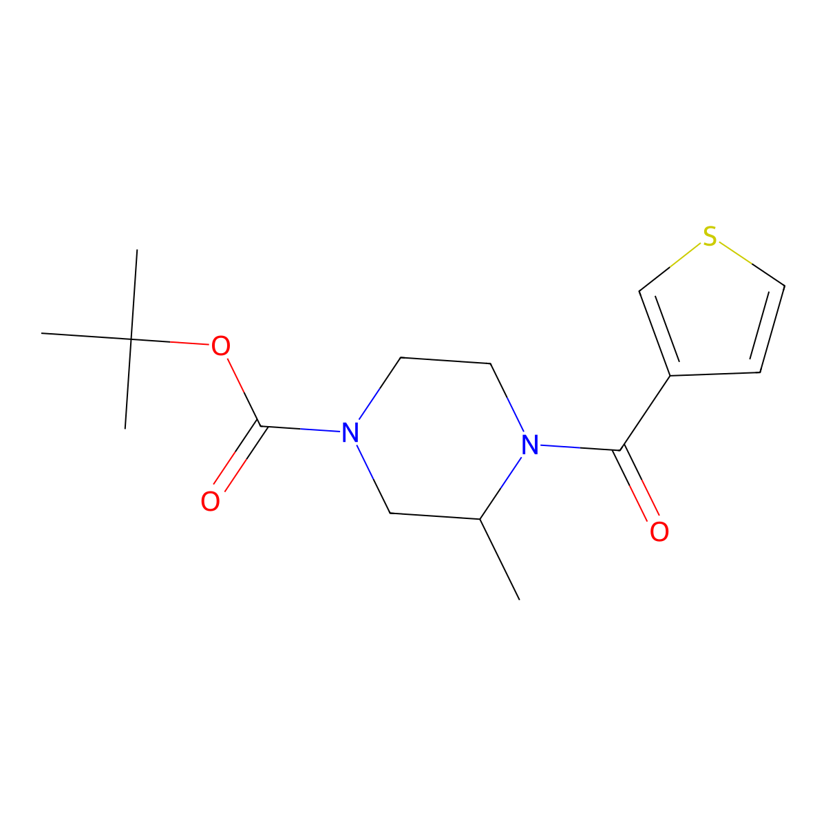 tert-Butyl 3-methyl-4-(thiophene-3-carbonyl)piperazine-1-carboxylate molecular structure, CAS 1420954-72-8