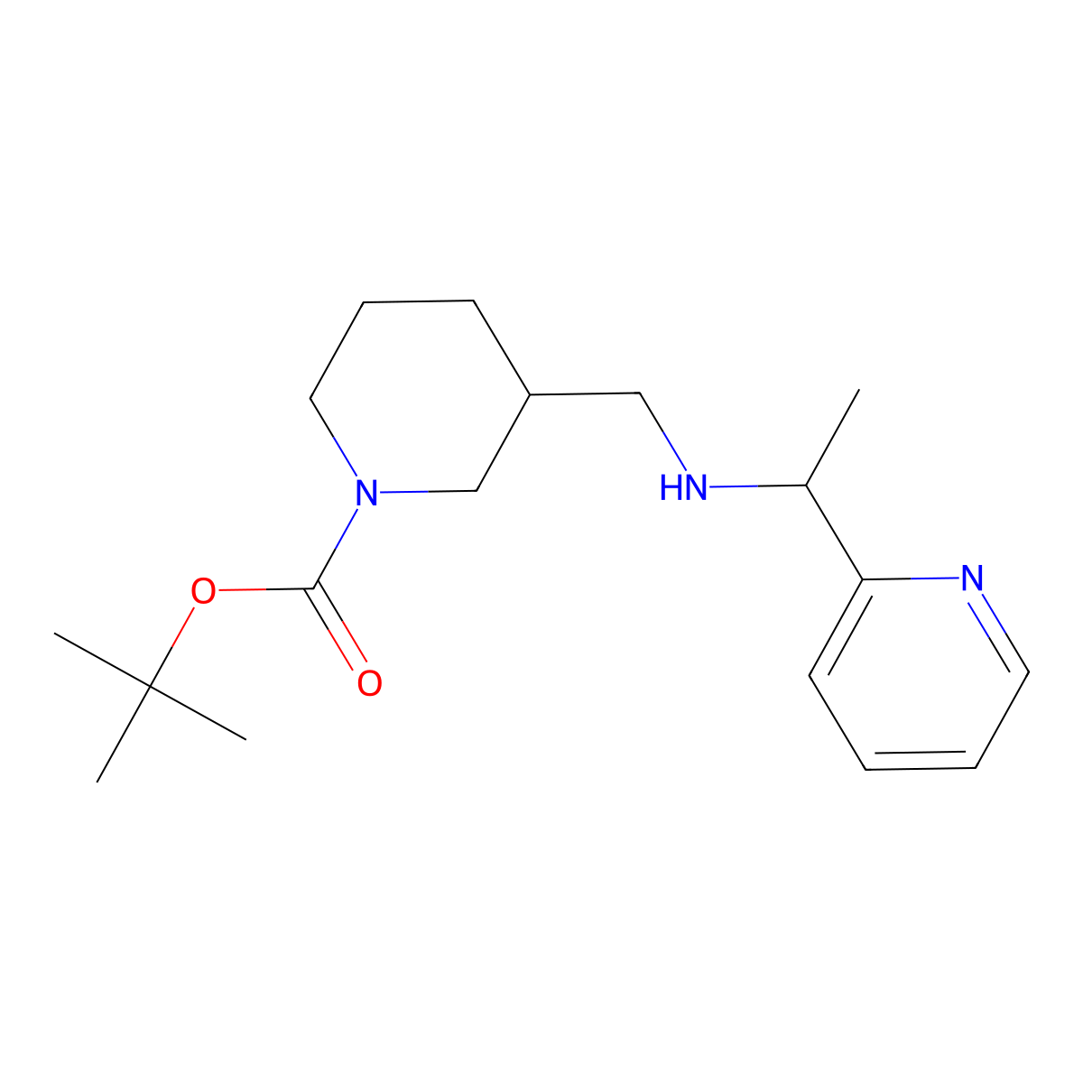tert-Butyl 3-(((1-(pyridin-2-yl)ethyl)amino)methyl)piperidine-1-carboxylate molecular structure, CAS 1420955-14-1