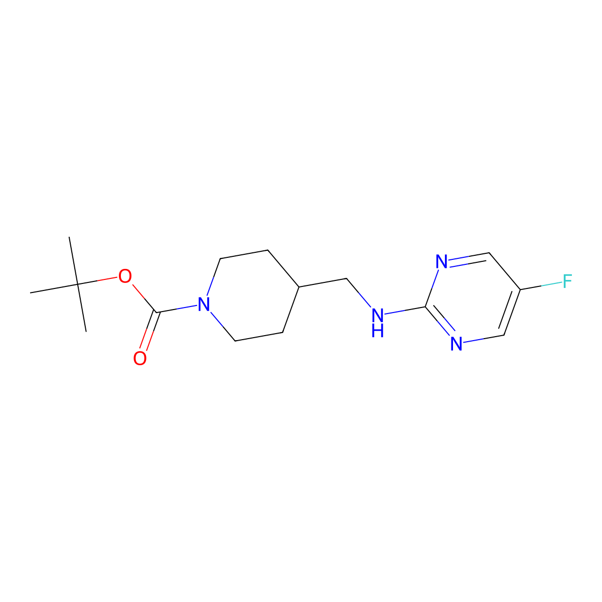 tert-Butyl 4-(((5-fluoropyrimidin-2-yl)amino)methyl)piperidine-1-carboxylate molecular structure, CAS 1420955-23-2