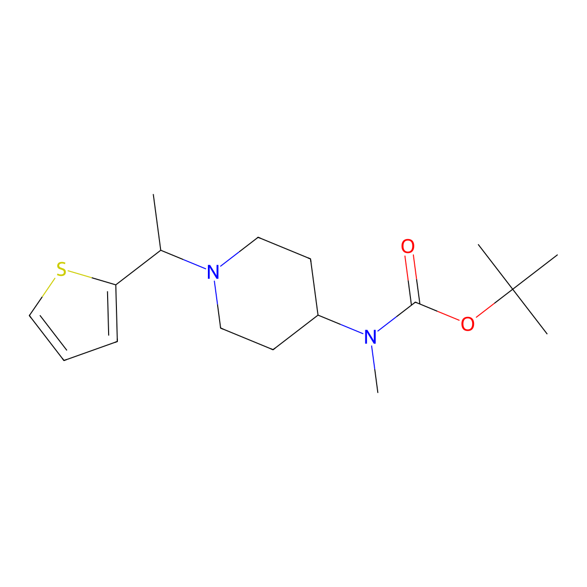 Tert-butyl methyl(1-(1-(thiophen-2-yl)ethyl)piperidin-4-yl)carbamate molecular structure, CAS 1420955-33-4