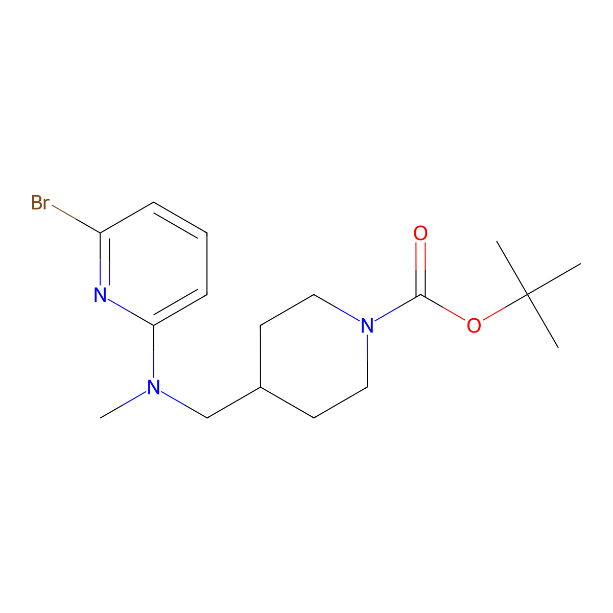 tert-Butyl 4-(((6-bromopyridin-2-yl)(methyl)amino)methyl)piperidine-1-carboxylate molecular structure, CAS 1420955-47-0