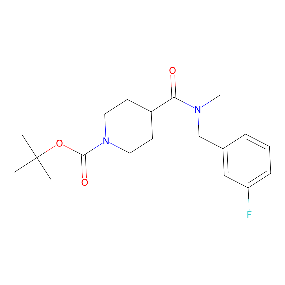 tert-Butyl 4-((3-fluorobenzyl)(methyl)carbamoyl)piperidine-1-carboxylate molecular structure, CAS 1420956-01-9