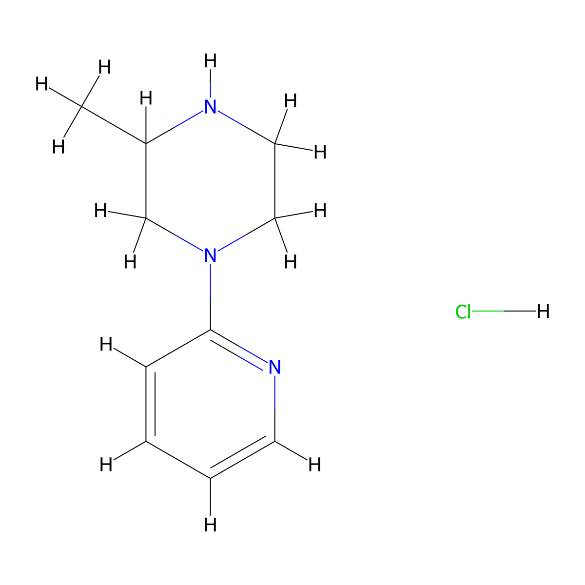 3-Methyl-1-(pyridin-2-yl)piperazine hydrochloride molecular structure, CAS 1420956-05-3