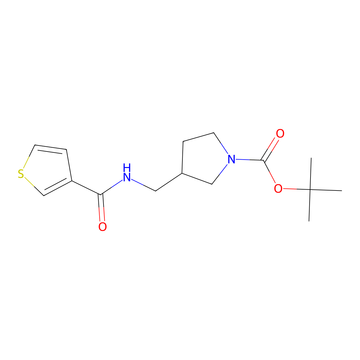 tert-Butyl 3-((thiophene-3-carboxamido)methyl)pyrrolidine-1-carboxylate molecular structure, CAS 1420956-17-7