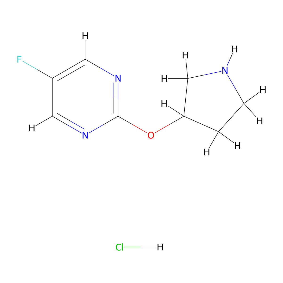 5-Fluoro-2-(pyrrolidin-3-yloxy)pyrimidine hydrochloride molecular structure, CAS 1420956-42-8