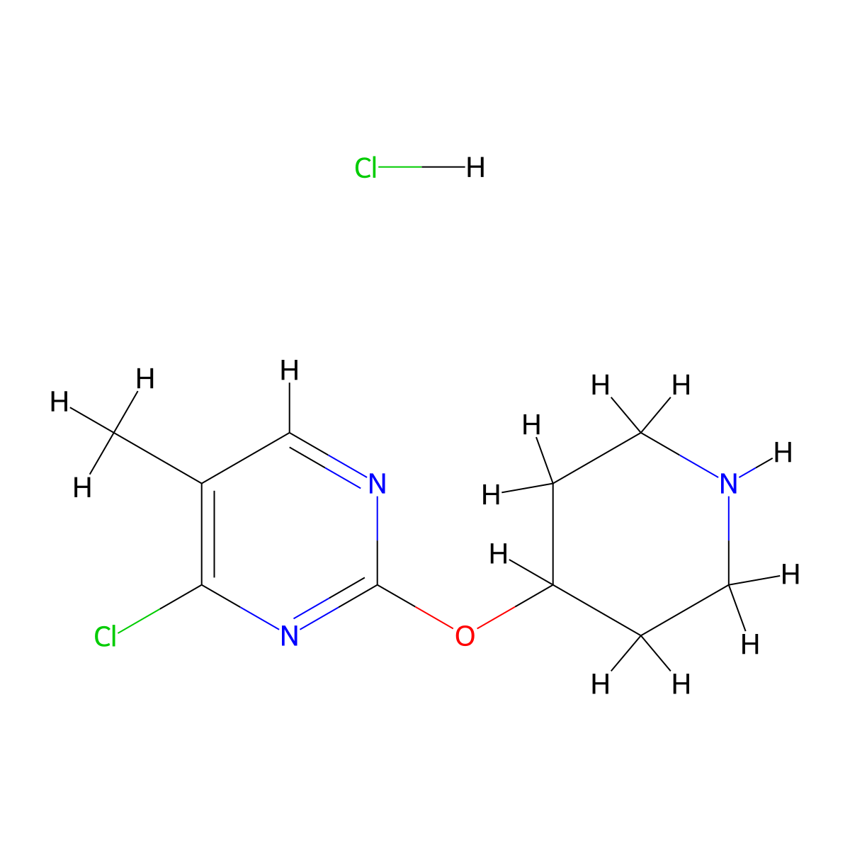 4-Chloro-5-methyl-2-(piperidin-4-yloxy)pyrimidine hydrochloride molecular structure, CAS 1420956-56-4