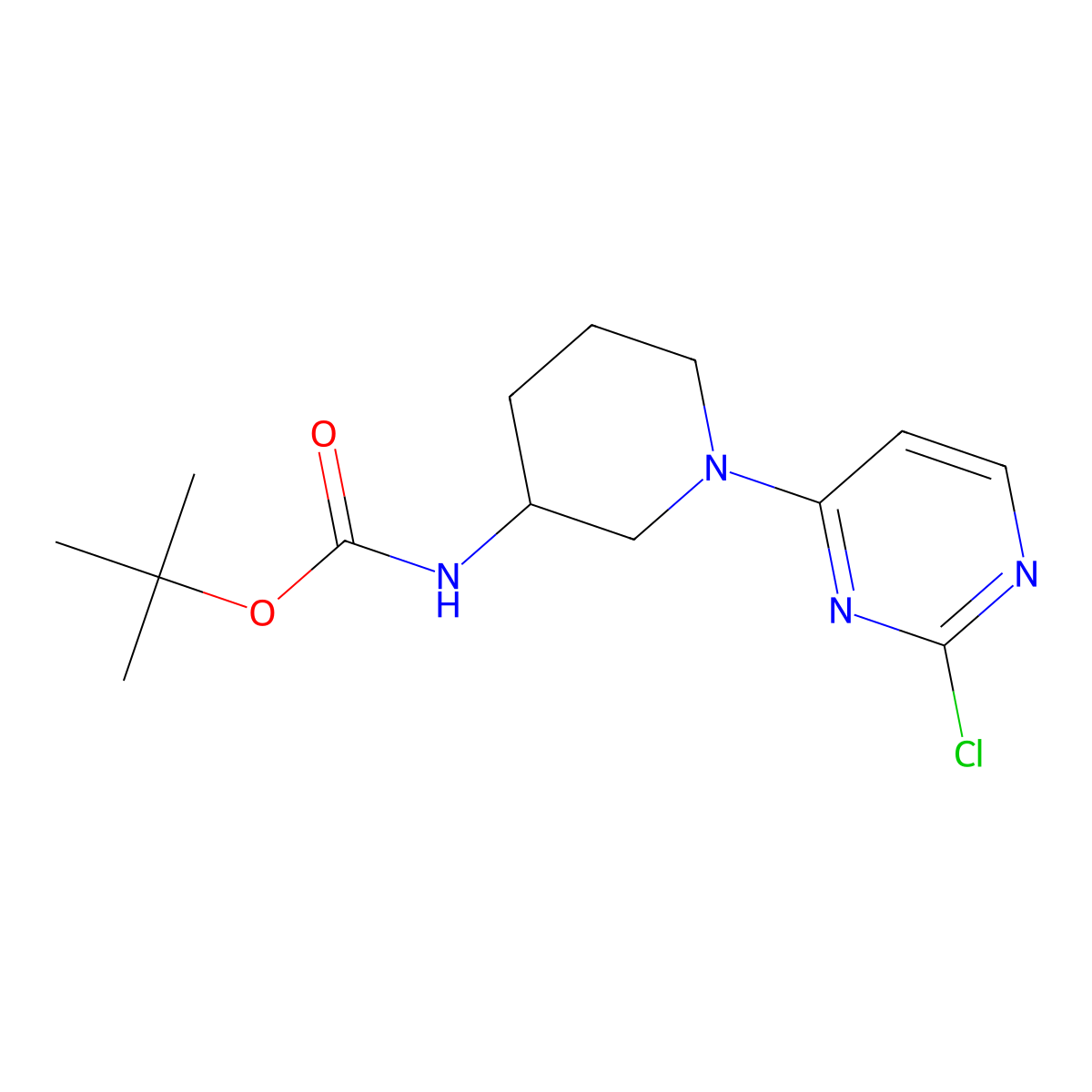 Tert-butyl (1-(2-chloropyrimidin-4-yl)piperidin-3-yl)carbamate molecular structure, CAS 1420956-78-0