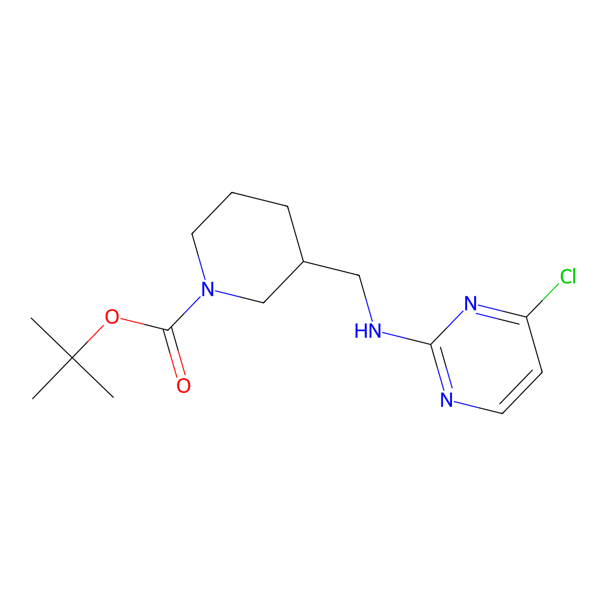 tert-Butyl 3-(((4-chloropyrimidin-2-yl)amino)methyl)piperidine-1-carboxylate molecular structure, CAS 1420957-03-4
