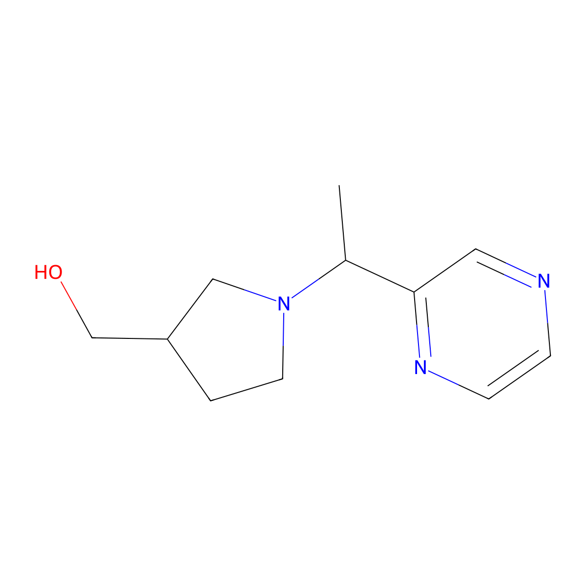 (1-(1-(Pyrazin-2-yl)ethyl)pyrrolidin-3-yl)methanol molecular structure, CAS 1420957-25-0