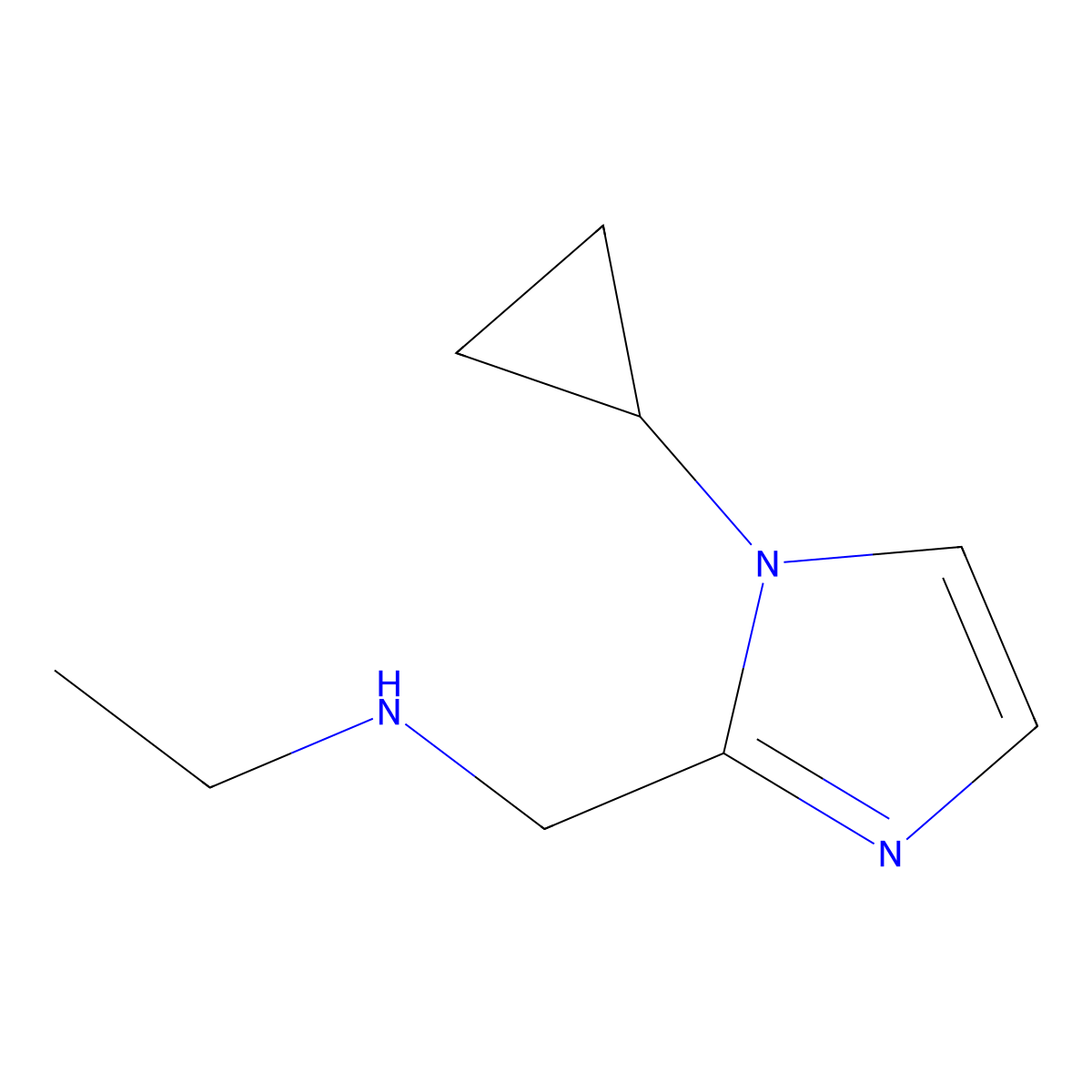 N-((1-cyclopropyl-1H-imidazol-2-yl)methyl)ethanamine molecular structure, CAS 1420957-27-2
