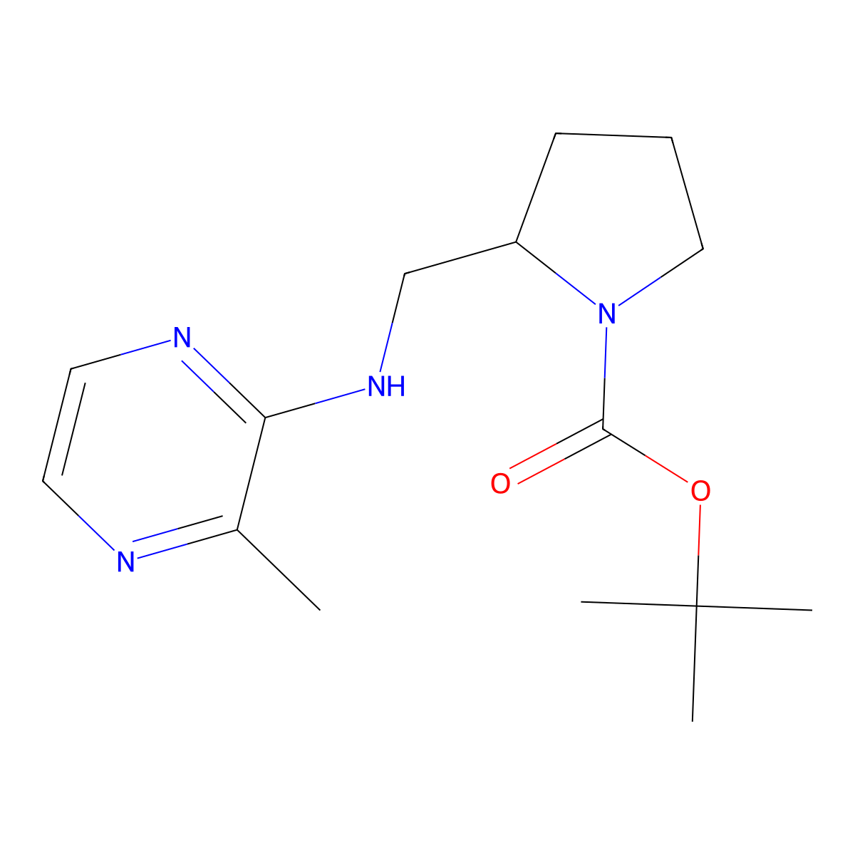tert-Butyl 2-(((3-methylpyrazin-2-yl)amino)methyl)pyrrolidine-1-carboxylate molecular structure, CAS 1420957-47-6