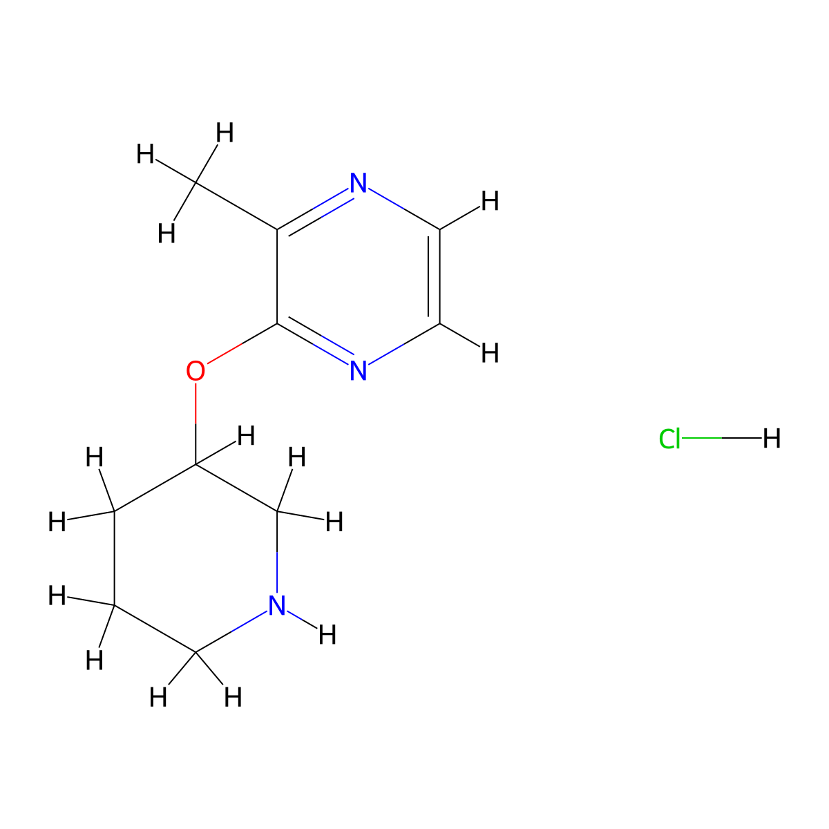 2-Methyl-3-(piperidin-3-yloxy)pyrazine hydrochloride molecular structure, CAS 1420958-13-9