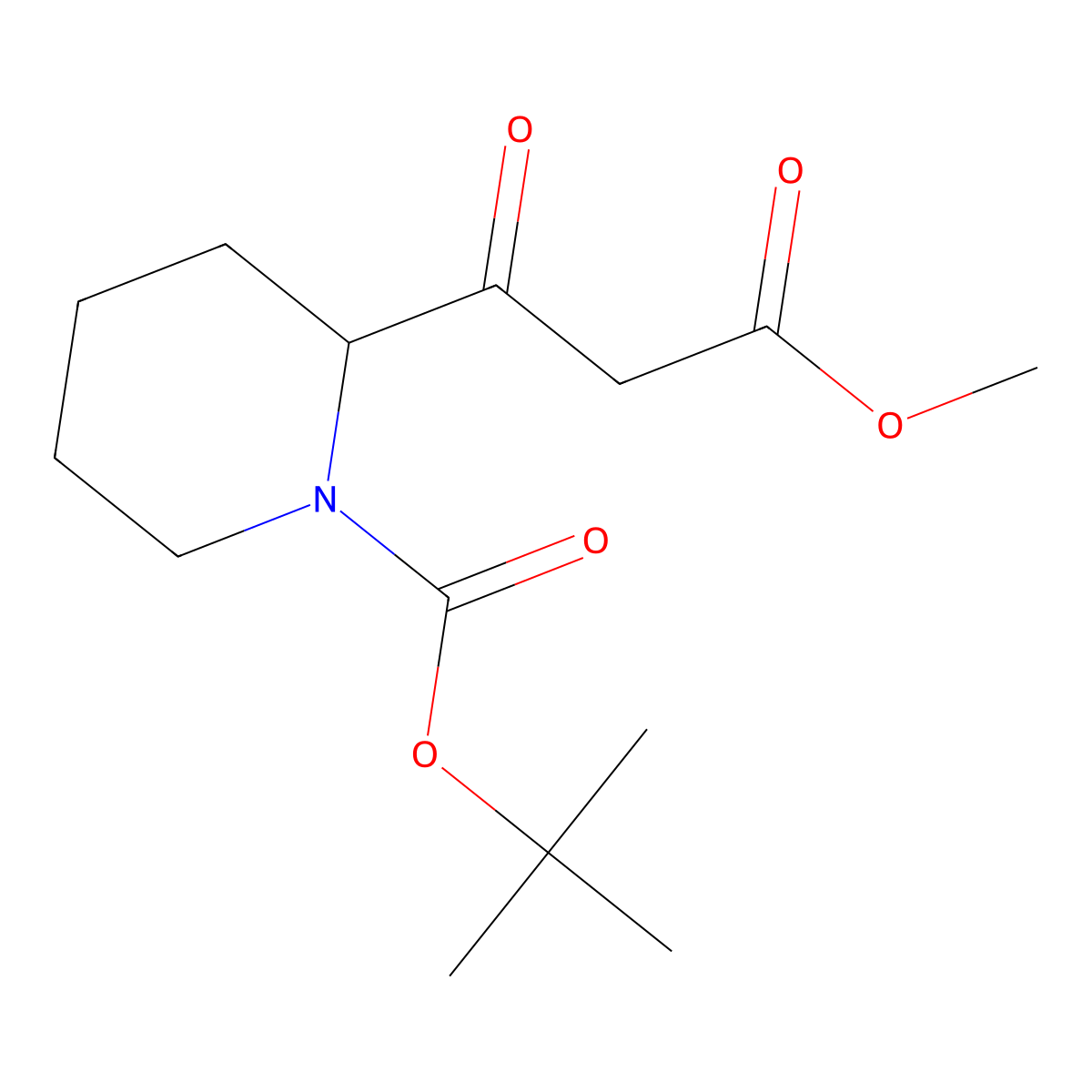 tert-Butyl 2-(3-methoxy-3-oxopropanoyl)piperidine-1-carboxylate molecular structure, CAS 1420958-80-0