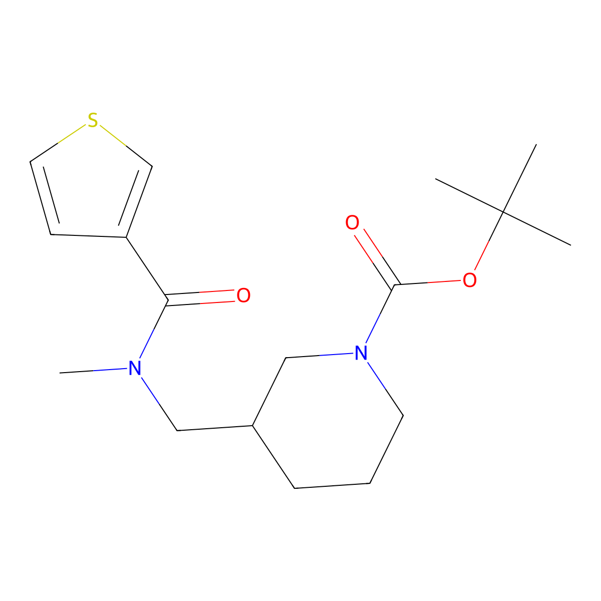 tert-Butyl 3-((N-methylthiophene-3-carboxamido)methyl)piperidine-1-carboxylate molecular structure, CAS 1420959-23-4