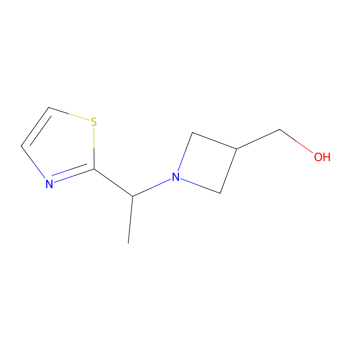 (1-(1-(Thiazol-2-yl)ethyl)azetidin-3-yl)methanol molecular structure, CAS 1420959-61-0