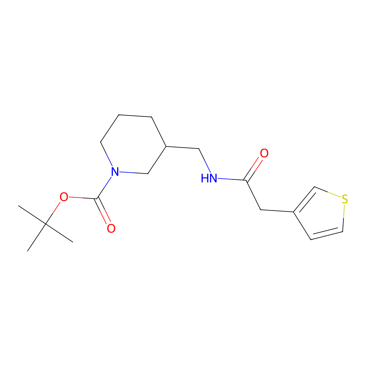 tert-Butyl 3-((2-(thiophen-3-yl)acetamido)methyl)piperidine-1-carboxylate molecular structure, CAS 1420959-66-5