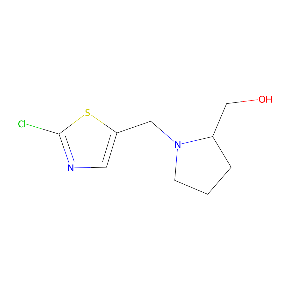 (1-((2-Chlorothiazol-5-yl)methyl)pyrrolidin-2-yl)methanol molecular structure, CAS 1420960-22-0