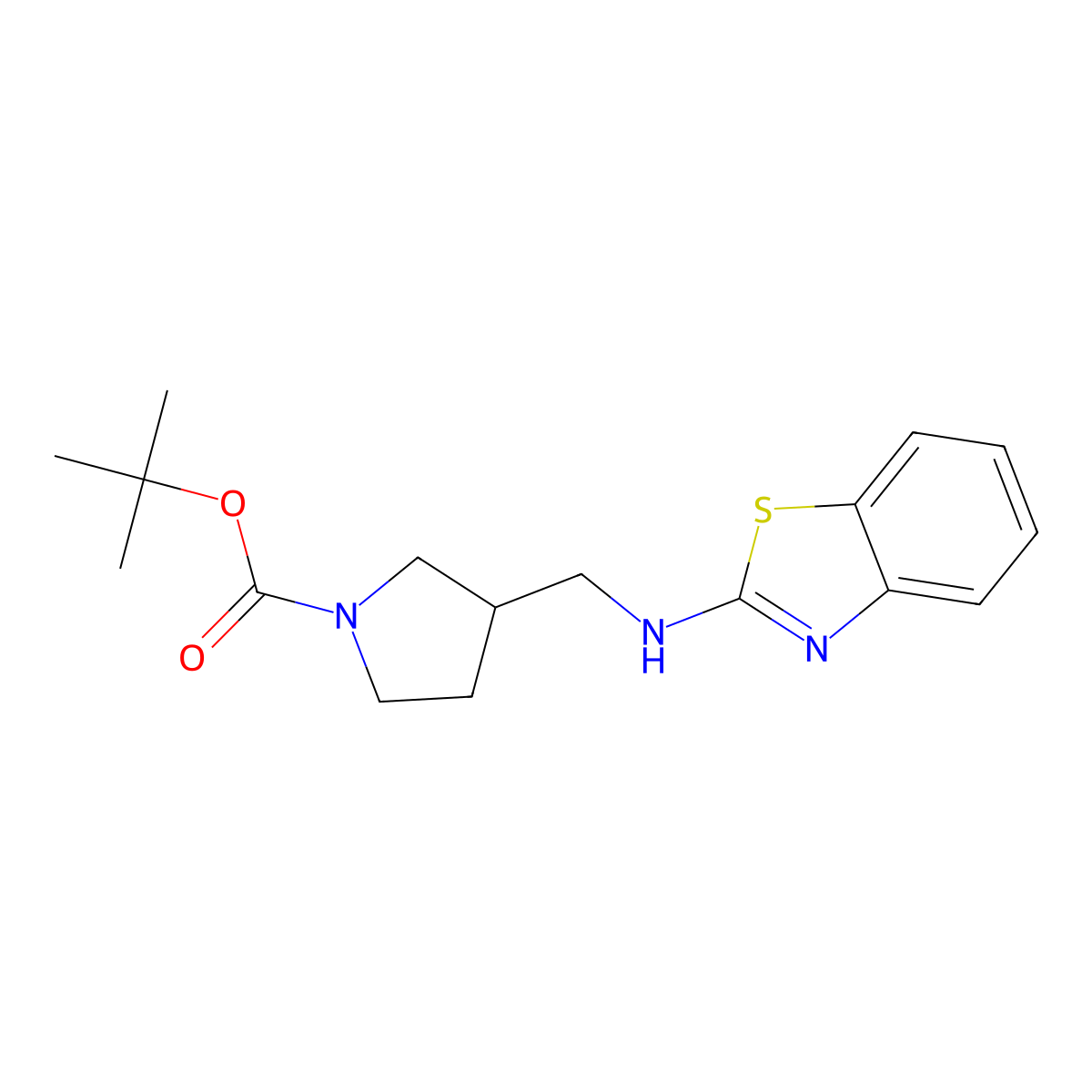 tert-Butyl 3-((benzo[d]thiazol-2-ylamino)methyl)pyrrolidine-1-carboxylate molecular structure, CAS 1420960-29-7
