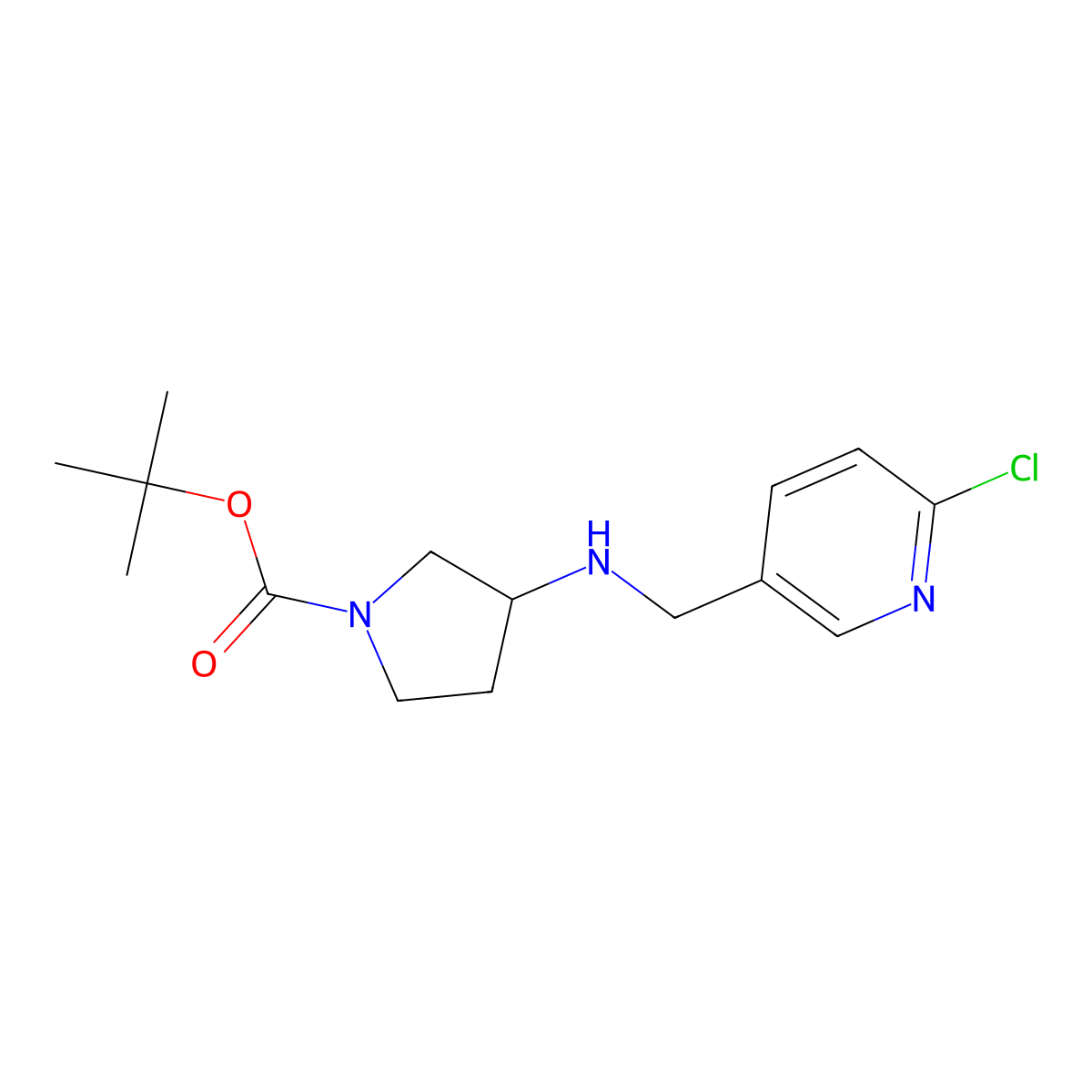 tert-Butyl 3-(((6-chloropyridin-3-yl)methyl)amino)pyrrolidine-1-carboxylate molecular structure, CAS 1420960-52-6