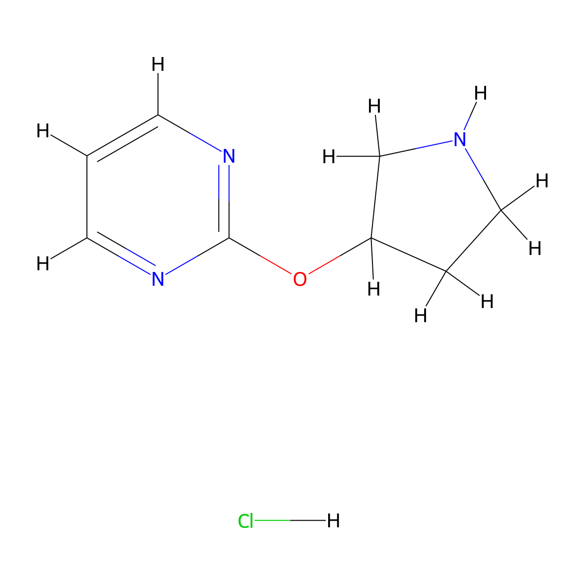 2-(Pyrrolidin-3-yloxy)pyrimidine hydrochloride molecular structure, CAS 1420960-81-1