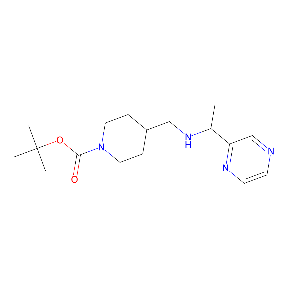 tert-Butyl 4-(((1-(pyrazin-2-yl)ethyl)amino)methyl)piperidine-1-carboxylate molecular structure, CAS 1420961-15-4
