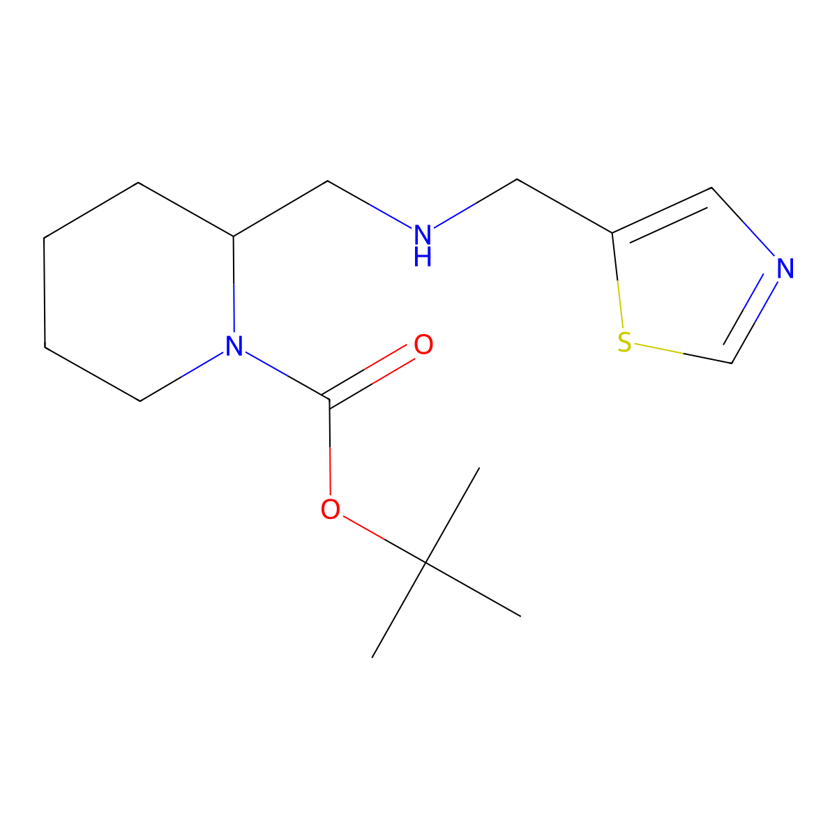 tert-Butyl 2-(((thiazol-5-ylmethyl)amino)methyl)piperidine-1-carboxylate molecular structure, CAS 1420961-20-1
