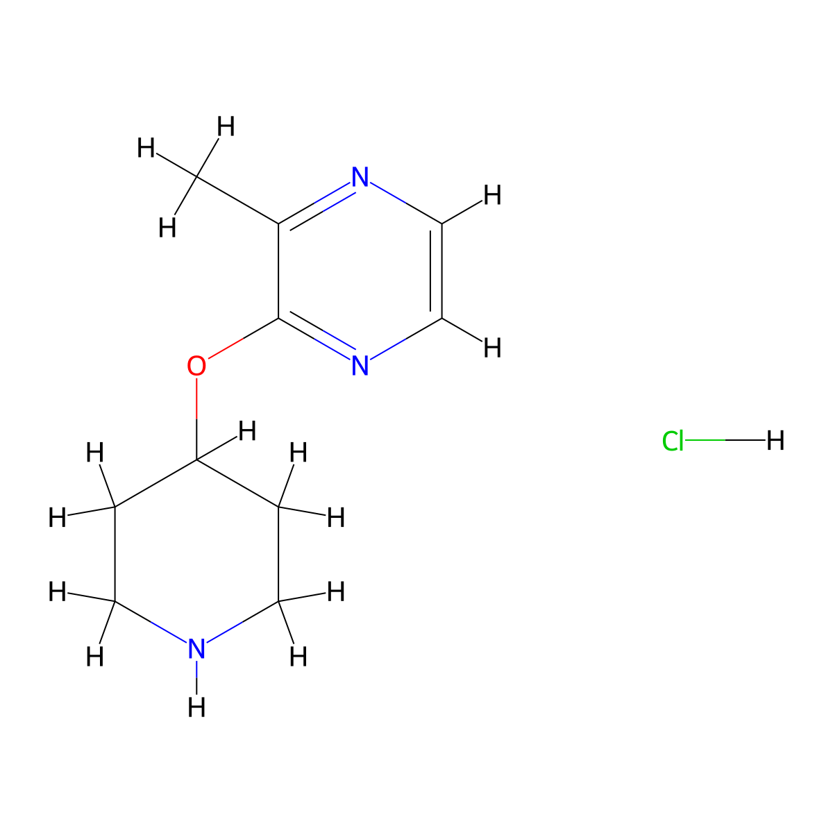2-Methyl-3-(piperidin-4-yloxy)pyrazine hydrochloride molecular structure, CAS 1420961-37-0