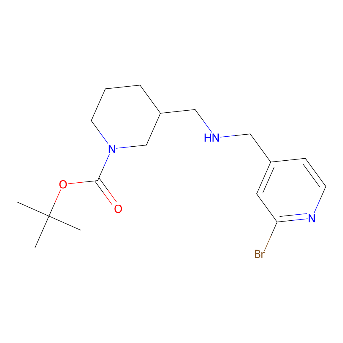 tert-Butyl 3-((((2-bromopyridin-4-yl)methyl)amino)methyl)piperidine-1-carboxylate molecular structure, CAS 1420961-45-0