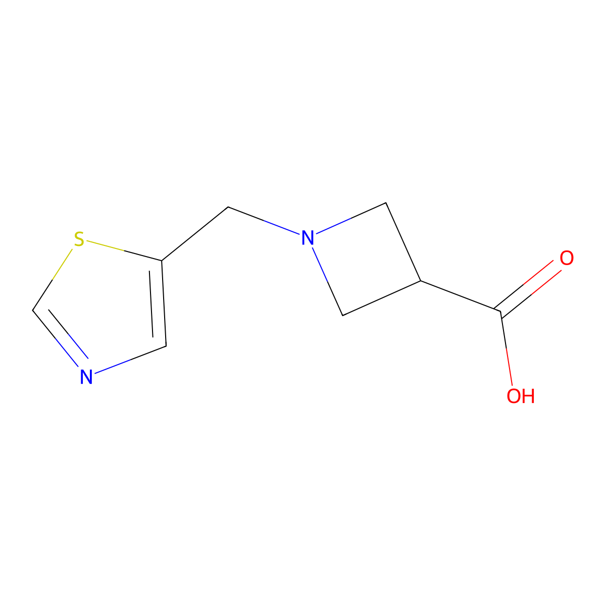 1-(Thiazol-5-ylmethyl)azetidine-3-carboxylic acid molecular structure, CAS 1420961-50-7