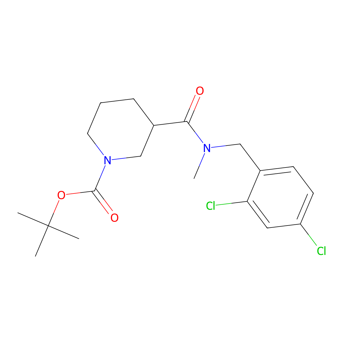 tert-Butyl 3-((2,4-dichlorobenzyl)(methyl)carbamoyl)piperidine-1-carboxylate molecular structure, CAS 1420961-52-9