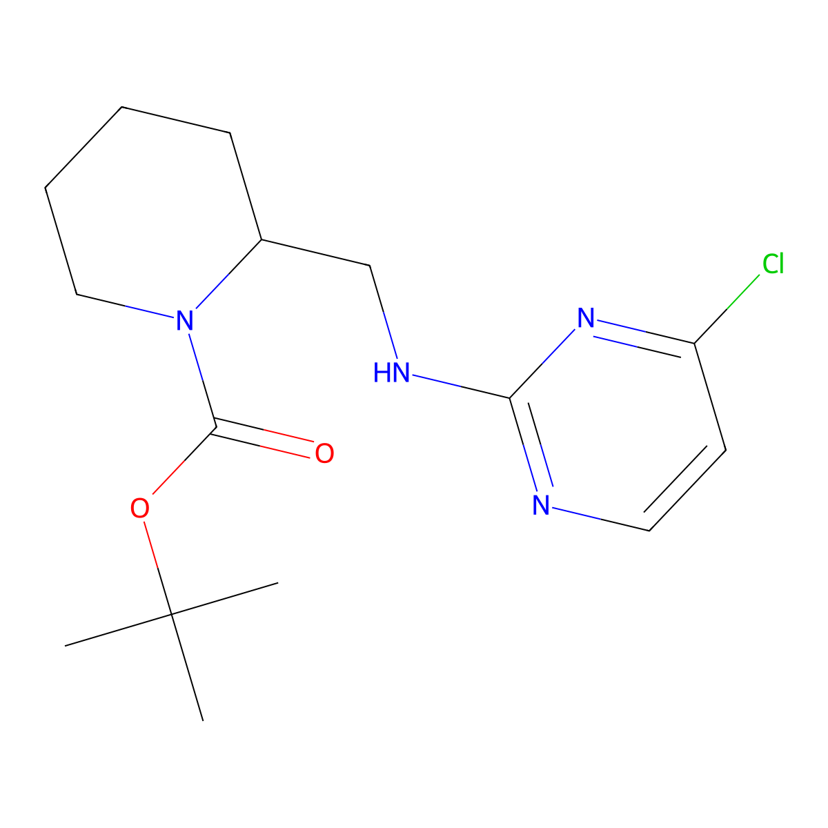 tert-Butyl 2-(((4-chloropyrimidin-2-yl)amino)methyl)piperidine-1-carboxylate molecular structure, CAS 1420961-91-6