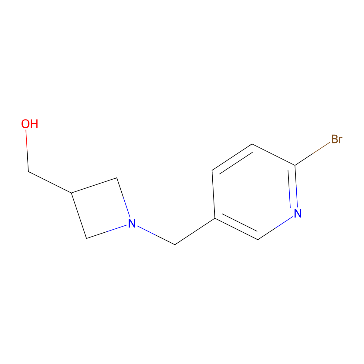 (1-((6-Bromopyridin-3-yl)methyl)azetidin-3-yl)methanol molecular structure, CAS 1420962-04-4