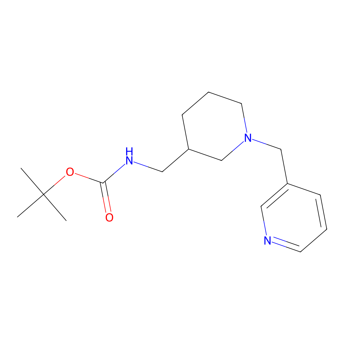 Tert-butyl ((1-(pyridin-3-ylmethyl)piperidin-3-yl)methyl)carbamate molecular structure, CAS 1420962-41-9