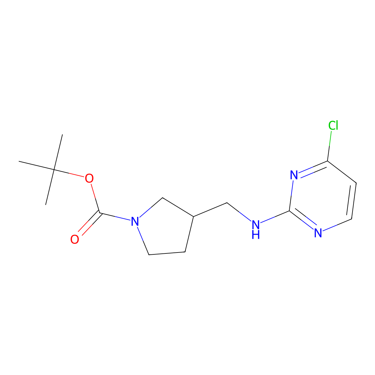 tert-Butyl 3-(((4-chloropyrimidin-2-yl)amino)methyl)pyrrolidine-1-carboxylate molecular structure, CAS 1420962-79-3
