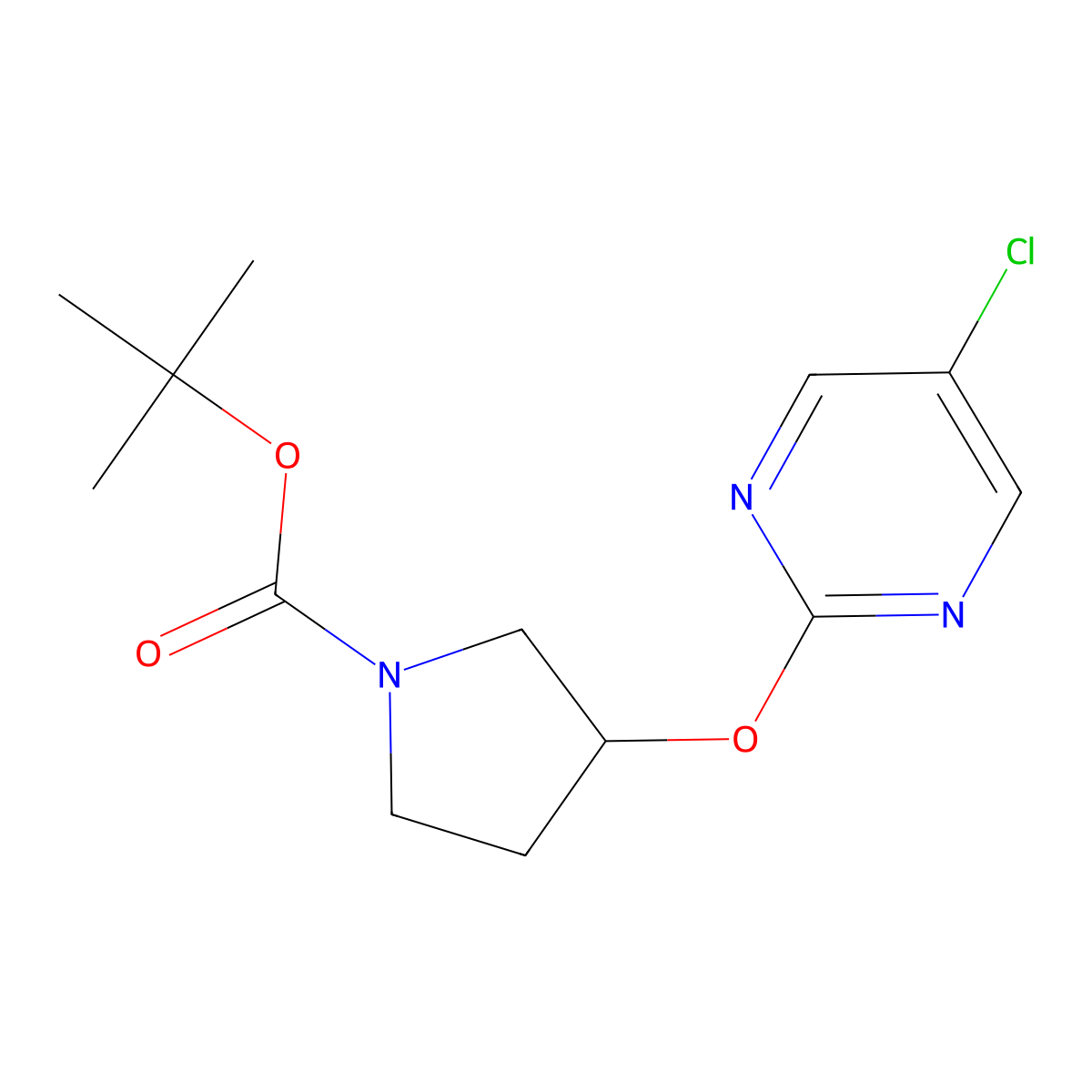 tert-Butyl 3-((5-chloropyrimidin-2-yl)oxy)pyrrolidine-1-carboxylate molecular structure, CAS 1420962-91-9