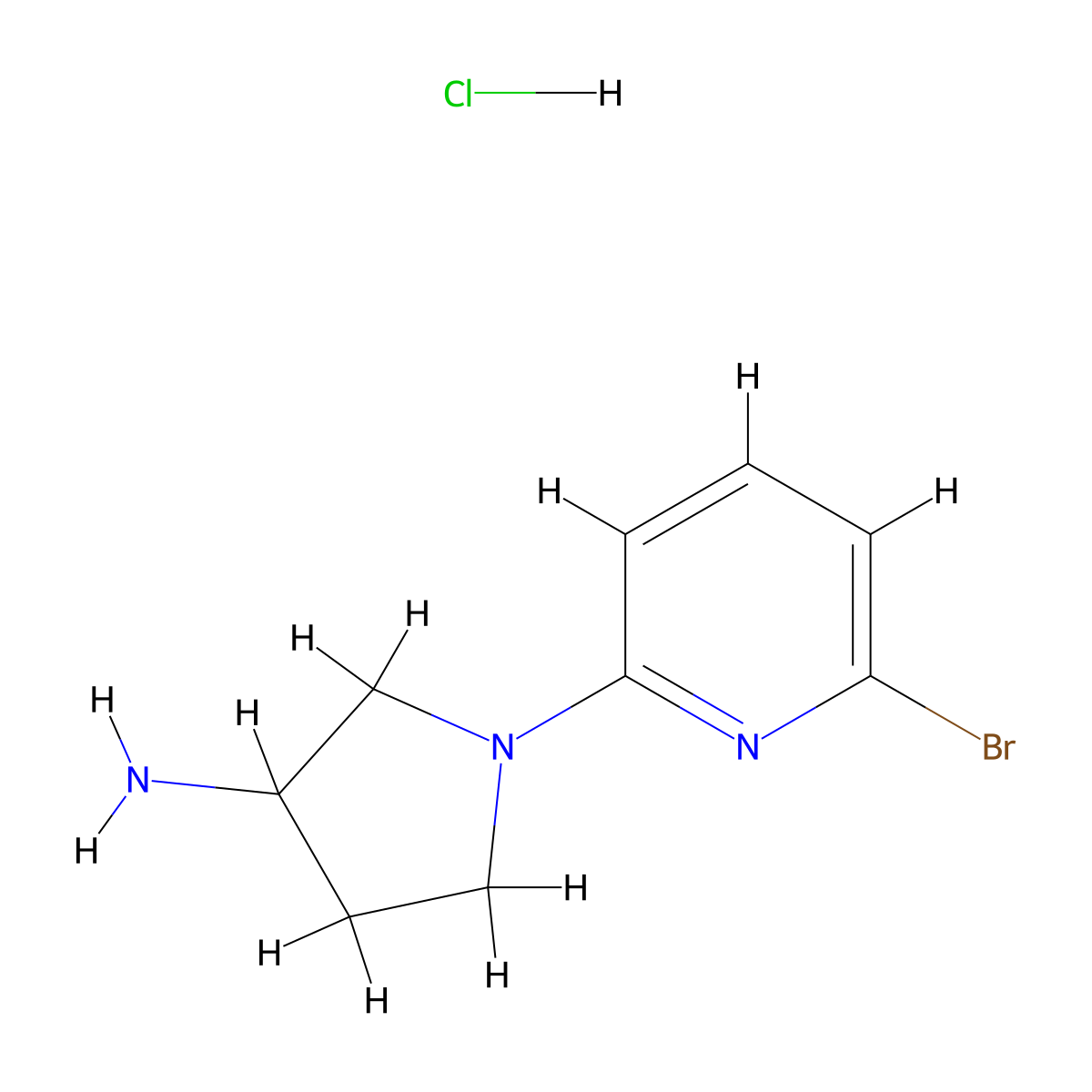 1-(6-Bromopyridin-2-yl)pyrrolidin-3-amine hydrochloride molecular structure, CAS 1420963-04-7