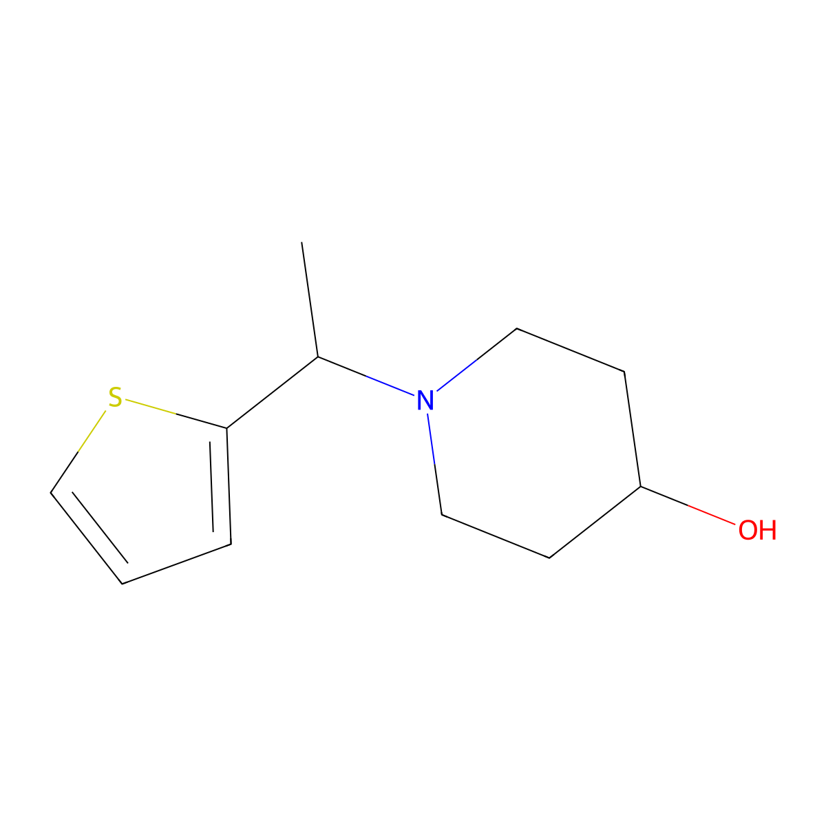 1-(1-(Thiophen-2-yl)ethyl)piperidin-4-ol molecular structure, CAS 1420963-08-1