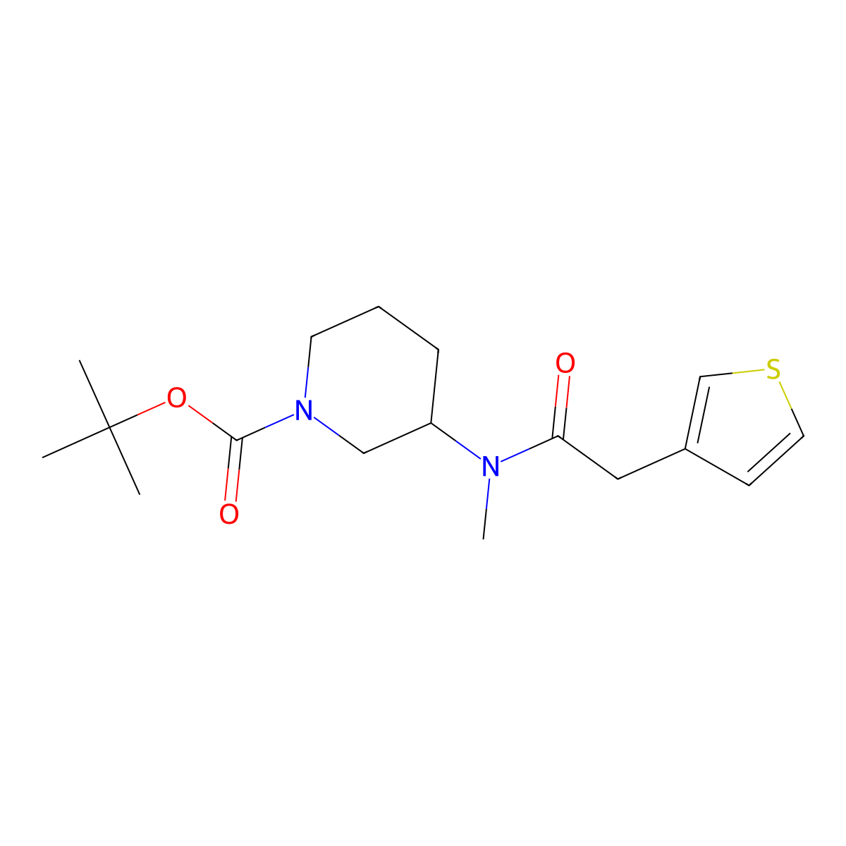 tert-Butyl 3-(N-methyl-2-(thiophen-3-yl)acetamido)piperidine-1-carboxylate molecular structure, CAS 1420964-58-4