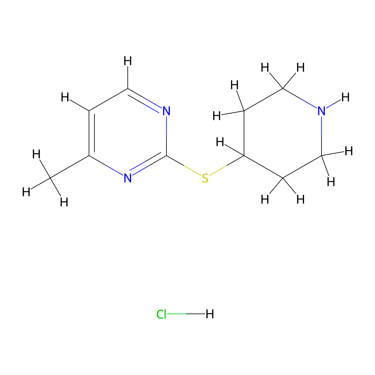 4-Methyl-2-(piperidin-4-ylthio)pyrimidine hydrochloride molecular structure, CAS 1420966-57-9